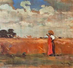 Wheatland With Woman Of Shawl — János Tornyai