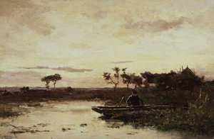 Polderlandscape With Fisherman — Paul Joseph Constantine Gabriel