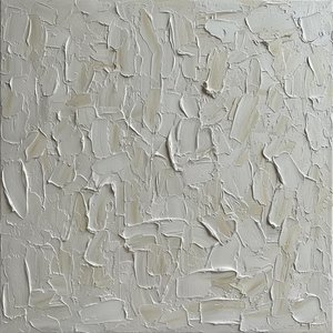 Monolithic Ivory Relief: A Meditative Study In Sculptural Impasto And Light — David Moreau, Plaster & Texture Art
