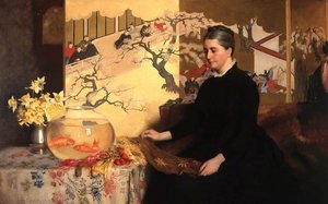 Lady With A Japanese Screen And Goldfish — James Cadenhead