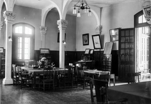 View of the library of the Peruvian Naval School, at Callao, Lima, Peru.