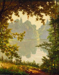 Looking out onto a lake on a summer day