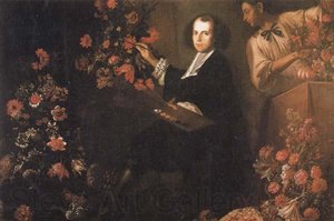Self-portrait With A Servant And Flowers