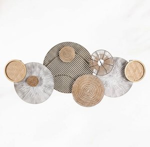 Handmade Geometric Metal & Wood Wall Sculpture – Bohemian Coastal Decor