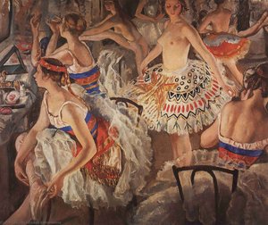 In ballet dressing room (Big ballerinas)