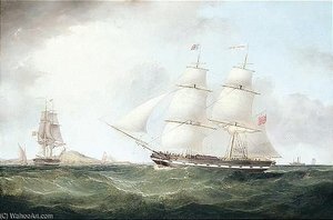 The Brazil Packet In Two Positions Off The Coast — Samuel Walters