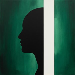 Ephemeral Profile Against The Luminous Divide Of Emerald Tides
