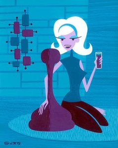 Game Girl Portrait In Blue — Josh Agle (shag)