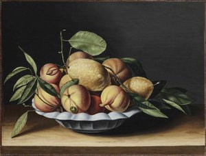 Still Life Of Citrons And Curaçao Oranges In A White Polylobed Dish — Louise Moillon