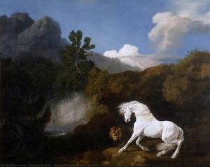Cheval effrayé par un lion
