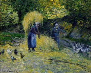 Peasants Carrying Straw, Montfoucault — Camille Pissarro