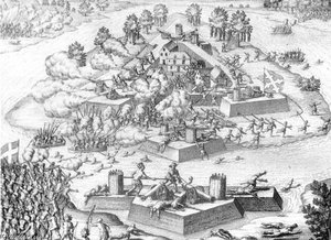 Engraving Of The Massacre At Fort Caroline