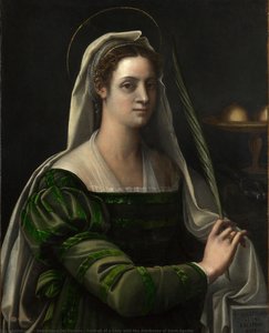 Portrait Of A Lady With The Attributes Of Saint Agatha — Sebastiano Del Piombo