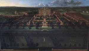 Bird's Eye View Of Sudbury Hall South Front And Its Formal Gardens — Jan Griffier I