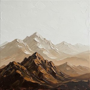 Monolithic Echoes Of Umber Peaks In A Sculptural Atmospheric Landscape — David Moreau, Plaster & Texture Art