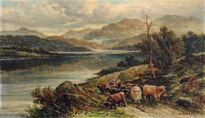 Loch With Highland Cattle