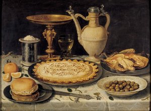 Table With Orange, Olives And Pie — Clara Peeters