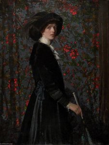 Lady in Black, with a Floral Background (the artist's wife)