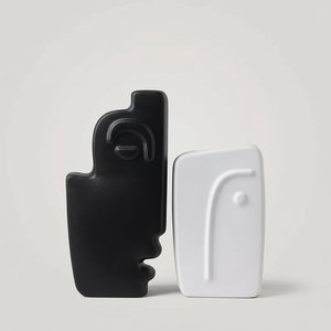 Abstract Face Resin Vases - Modern Minimalist Pair