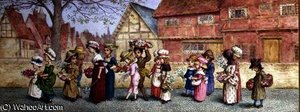 Procession of Sixteen Children Carrying Flowers