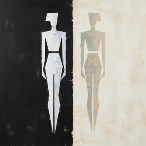 Monolithic Echoes In Contrast: A Singular Study Of Symmetry And Silent Shadows — Laurent Fabre, Neo-abstract Art (modern Abstract Compositions)