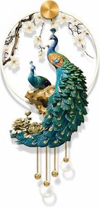 Peacock Feather Led Wall Sculpture – Resin & Metal Art Deco Light