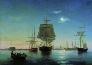 Kronstadt Harbour In The Evening — Alexei Petrovich Bogoliubov