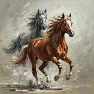 Ethereal Gallop: A Monumental Study Of Motion In Burnt Sienna And Ochre — Christian Noiret, Contemporary Abstract