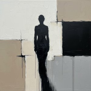 Monolithic Silhouette Amidst Fragmented Geometry And Melancholic Tones Of Noir Elegance