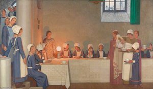 Orphan Girls Entering The Refectory Of A Hospital — Frederick Cayley Robinson