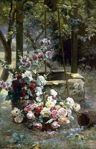 Flowers near a well