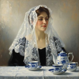 The Alabaster Reverie: A Study In Cobalt And Lace