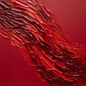 Crimson Kineticism: A Monumental Study In Sculptural Impasto And Visceral Flow — David Moreau