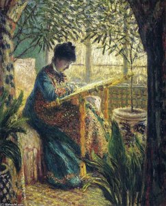 Madame Monet Embroidering — Claude Monet