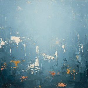 Fragmented Horizon Of Slate And Ochre In A Meditative Blue Atmosphere — Christian Noiret