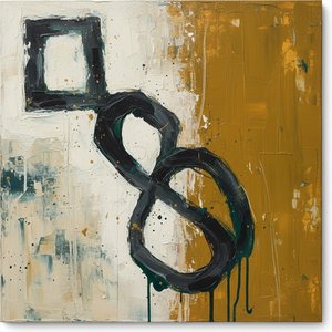 Monolithisches Glyphen-motiv In Ocker Und Schatten: Eine Singuläre Studie Geometrischer Spannung