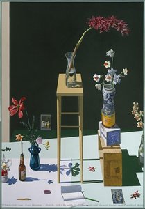"Dutch" Still Life with Orchids, Postcard View of Paris, and "Death of Marat"