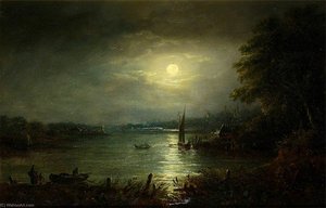 Moonlit River Landscape