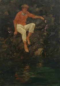 Charlie Mitchell On The Rocks — Henry Scott Tuke
