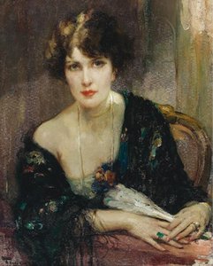 Jeune elegante a l.eventail