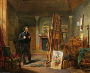 Thomas Faed at His Easel in His Studio