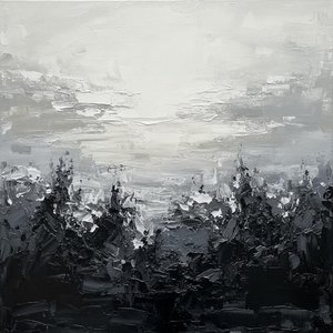 Ombres Monolithiques Au Milieu De L'éclat Éthéré D'une Brume D'hiver Silencieuse — David Moreau