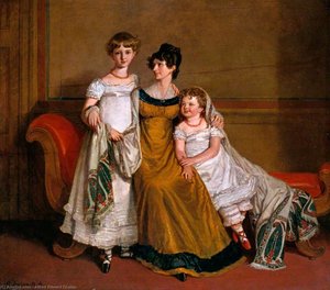 Portrait Of A Woman With Two Children In A Domestic Interior