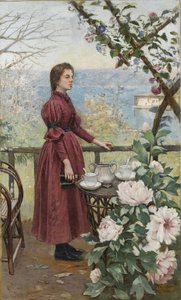 Woman with Peonies