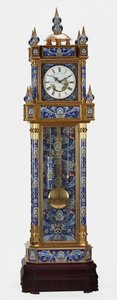 Antique Ormolu Brass & Cloisonné Enamel Grandfather Clock