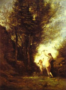 A Nymph Playing With Cupid — Jean-baptiste-camille Corot