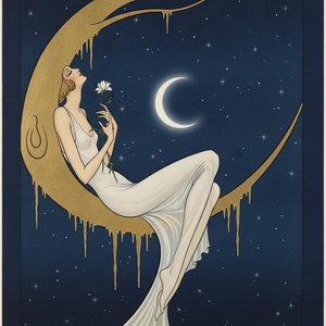 Creciente Dorado Acunando Una Figura De Medianoche — Valentin Laurent De Courcey
