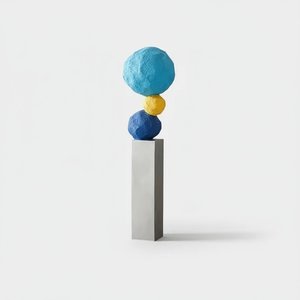 Stacked Sphere Fiberglass Sculpture - Modern Colorful Wall Art