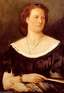 Portrait of a lady holding a fan