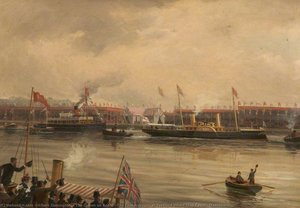 The Queen on Board 'The Enchantress' at Trafford Wharf Ship Canal, Manchester